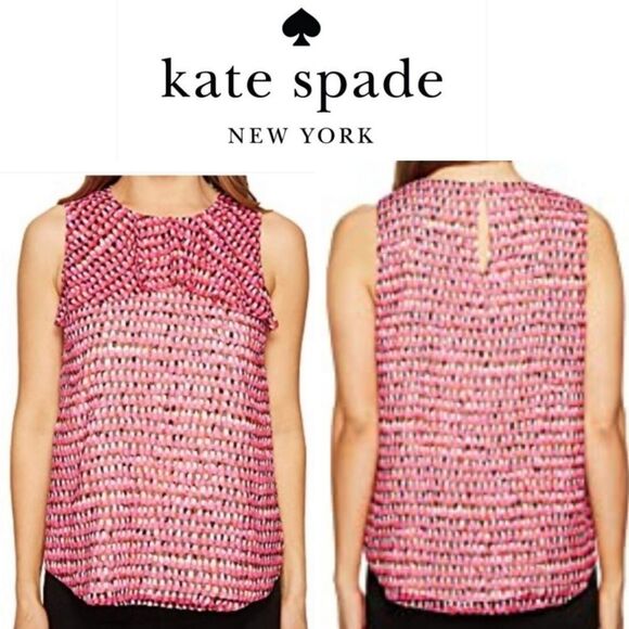 NWTKate Spade Pink Pinata Flounce Sleeveless Silk Blouse XS